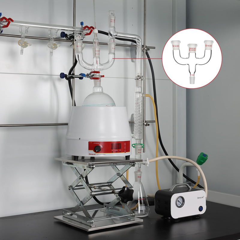 stonylab 4 Way Claisen Distillation Adapter with 14/20 Joints Connecting Adapter Lab Supply