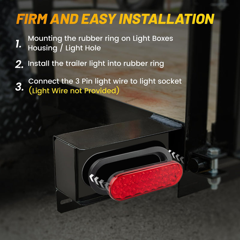 Oyviny 6 Inch Oval Red LED Trailer Tail Lights 2PCS, Super Bright 24LEDs Oval 6" Brake Turn Stop Tail Lights with Flush Mount Grommets DOT SAE Certified for RV Truck, Bus, Trucks