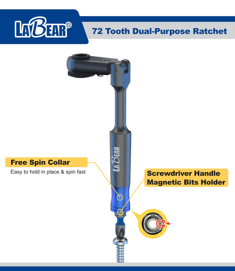 LaBear 29-Piece 1/4" Ratchet & 1/4'' Dr. Socket Set / 2-in-1 Bit & Socket Holder 1/4-inch S2 Impact Bits, Socket Adapter for home electronics, vehicles