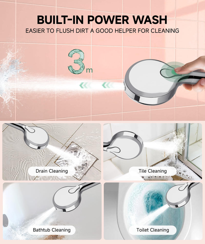 SunCleanse Filtered Shower Head with Handheld, 9-Spray Setting Detachable Showerhead with Filters, Shower Head for Hard Water - Filtered Chlorine, Improve Skin and Hair Texture, Chrome 9 Mode(With Filter)