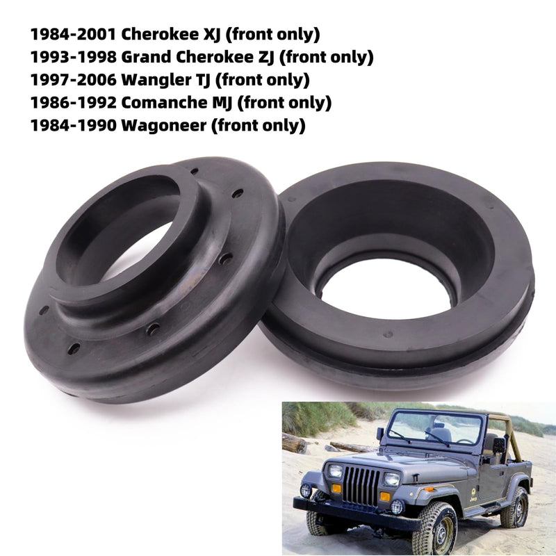 Front Upper Coil Spring Insulators, Coil Spring Isolators Compatible with 1984-2001 Cherokee XJ, 93-98 Grand Cherokee ZJ, 97-06 Wrangler TJ, 86-92 Comanche MJ, 84-90 Wagoneer (Front Upper) Front Upper