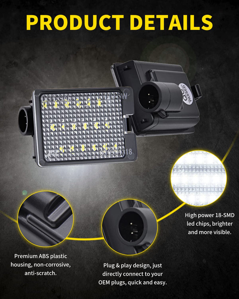 LED License Plate Lights Bright White Tag Lamp Assembly Replacement Compatible with 2014 2015 2016 2017 2018 2019 2020 2021 2022 Dodge Durango, Pack of 2