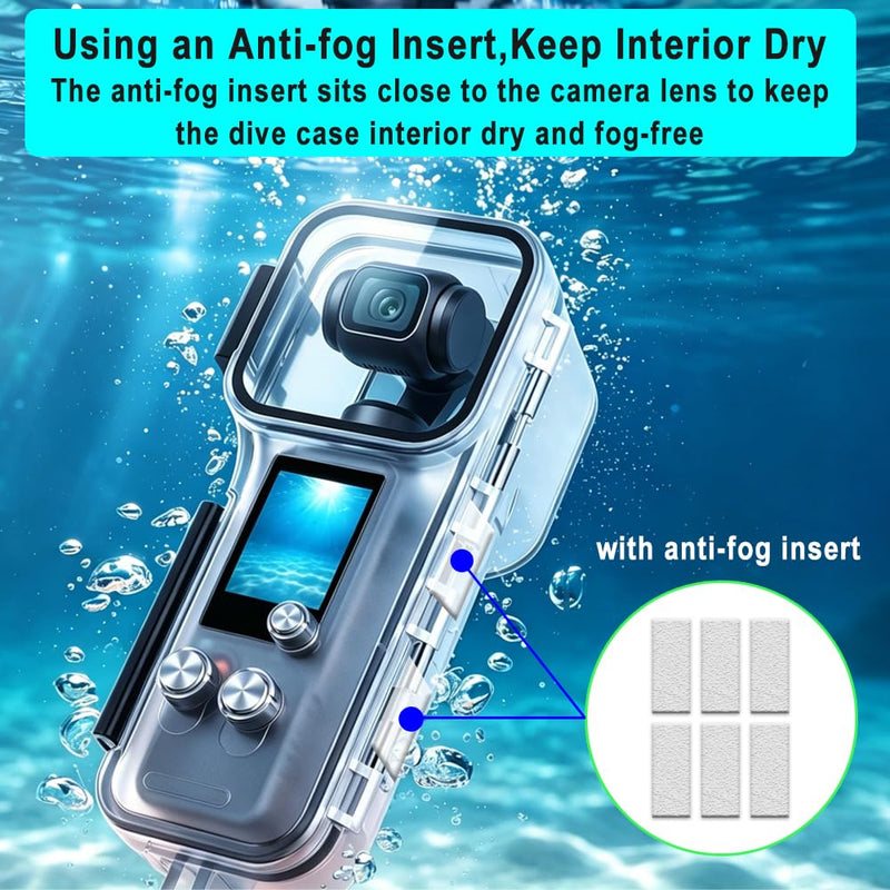 50M/164FT Underwater Waterproof Dive Case for DJI Osmo Pocket 4 | Diving Housing Waterproof Protection Case with Bracket Anti-fog Inserts for DJI Osmo Pocket 4 Camera Dive Accessories