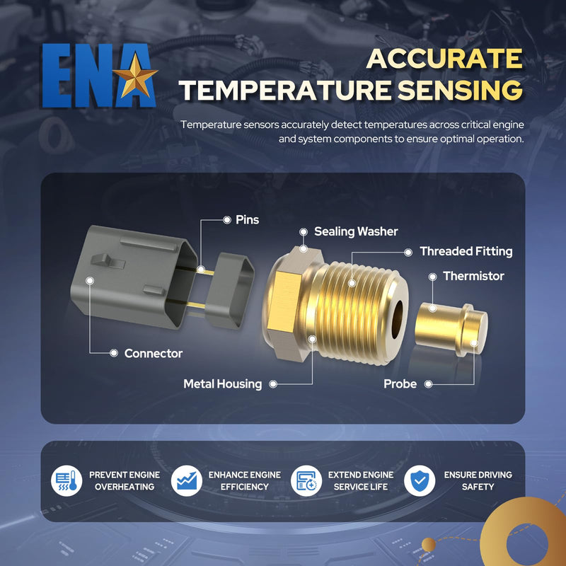  [AUSTRALIA] - ENA Engine Coolant Temperature Sensor Compatible with Jeep Wrangler Dodge Charger Chrysler Pacifica 300 VW Volkswagen Routan 2.0L 4.7L 5.7L l4 V6 2003-2016 2017 2018 2019 2020 Replaces TX195 TX184