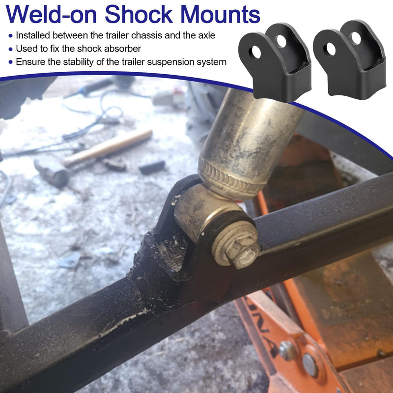 Shock Bracket Weld On Shock Mount - Heavy Duty Brackets for Off-Road Trailers Rear Axle Shock Mount Bracket Kit, Thick Weld On Shock Brackets - 1 Pair