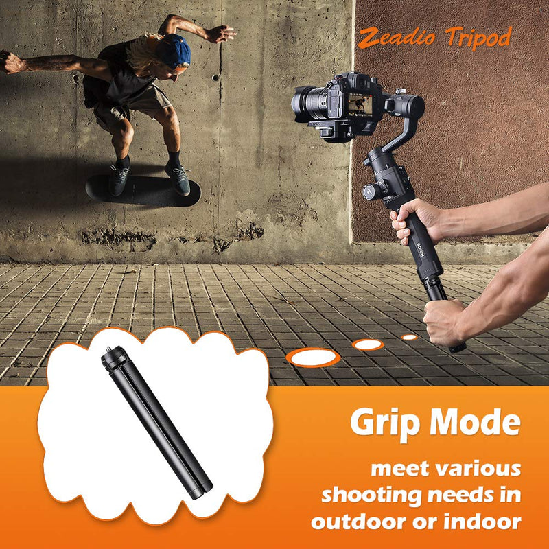 Zeadio Metal Mini Tripod, Desktop Tabletop Stand Tripod with 1/4 Inch Screw for Smooth 4, Crane Plus, Crane 2, Osmo Mobile, Ronin-S, Vimble 2, Gimbal Handle Grip Stabilizer and All Cameras Length 18.8 cm