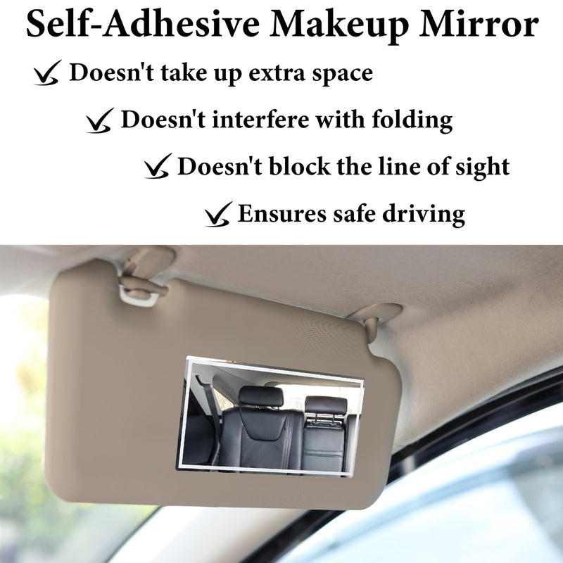 Car Sun Visor Mirror, HD 5.91"×3.15" Portable Car Vanity Mirror, Seatback Self-Adhesive Makeup Mirrors, Shatter-proof Cosmetic Accessories for Automotive Truck SUV Vehicle 1 PCS