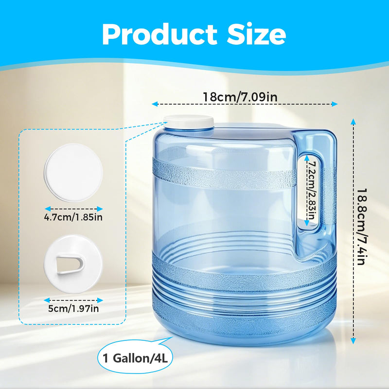1 Gallon 4L Distilled Water Container, Replacement Distilled Water Jug for Countertop Water Distiller Machine, Home Beauty Plastic Carafe Bottle(1,Blue) 1