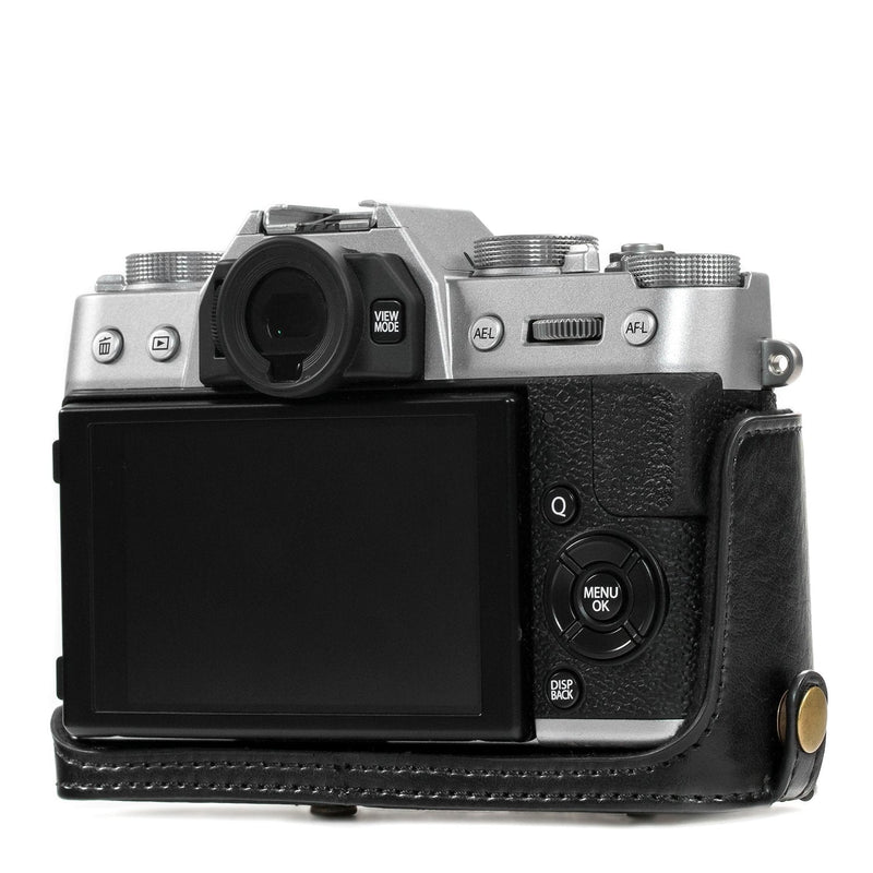 MegaGear MG981 Ever Ready Leather Camera Case and Strap for Fujifilm X-T30, X-T20, X-T10 (16-50mm / 18-55mm Lenses) - Black One Size