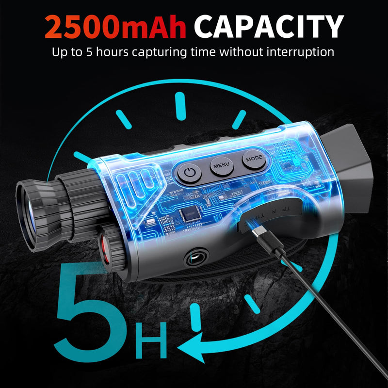 Infrared Night Vision Monocular, Nightvision Goggles Scope for Outdoormen | 16X Digital Zoom, Camera Shooting & Video Recording, 7 Levels IR, Day and Night Use, 32GB SD Card Included