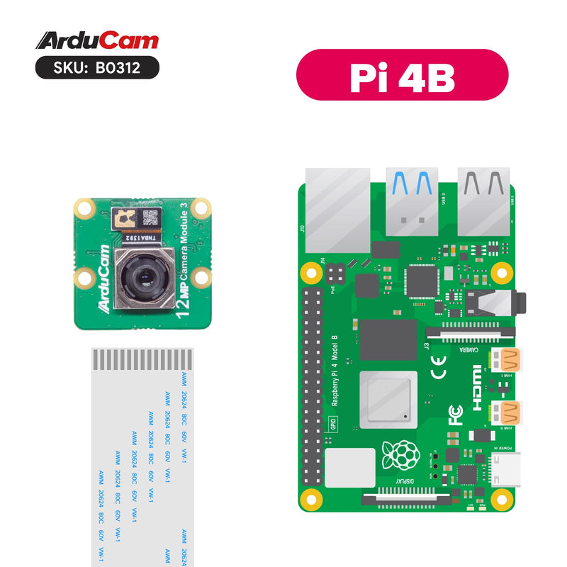 Arducam for Raspberry Pi Camera Module 3, 12MP IMX708 75°(D) Autofocus Pi Camera V3, 15-22pin FFC Cable