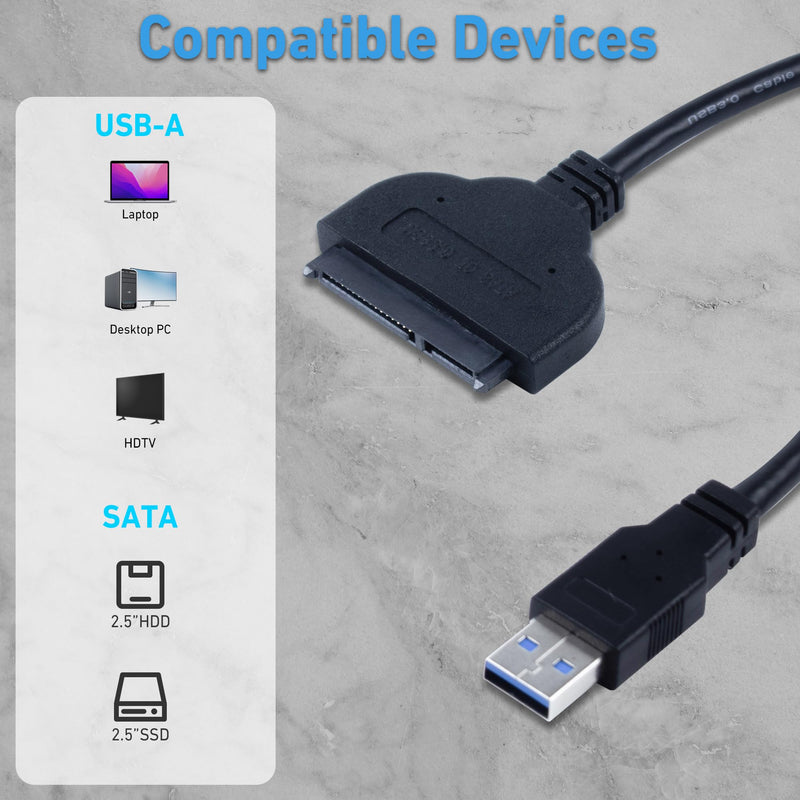 SATA to USB，Sata to USB Adapter，SATA to USB Cable for 2.5 inch HDD and SSD 5Gbps Superspeed Compatible with USB 2.0 1.1 Older SATA Connector