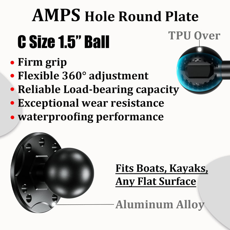 LOKTENWO Aluminum Fish Finder Mount for Boat with 1.5" Ball & 5.7" Arm | Heavy Duty Universal Marine Electronic Mount Compatible with Garmin, Lowrance, Humminbird, Raymarine