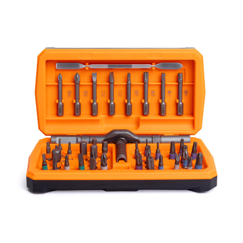  [AUSTRALIA] - 2025 new model 42 in 1 magnetic screwdriver set, DIY ratchet screwdriver set, multi position magnetic drive set with detachable ratchet handle, portable compact repair kit Orange Ratchet
