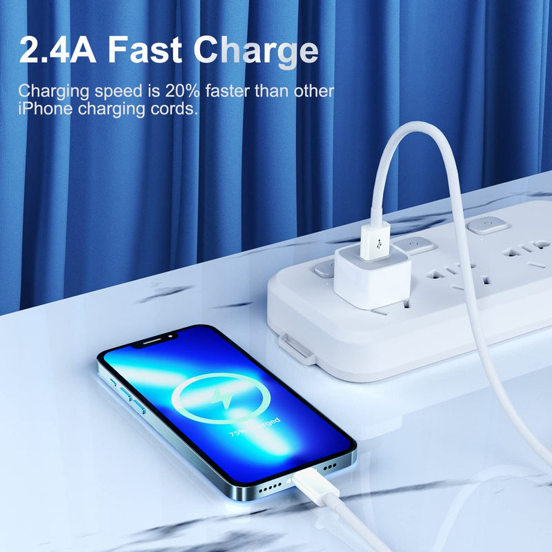 iPhone Charger 6 Feet Apple MFi Certified, Lightning Cable 6FT Fast Charging Cord Compatible with iPhone 14 13 12 11 Pro Max XR XS X 8 7 Plus 6S / iPad/Airpods (3 Pack) 3 Pack