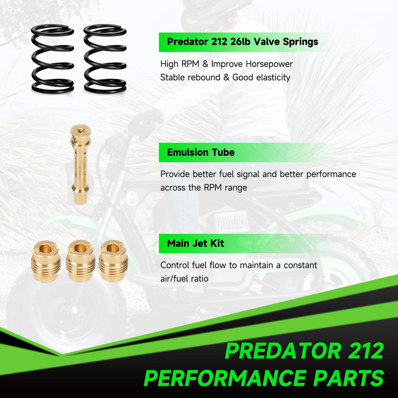 212cc Exhaust Pipe Kit Compatible with Predator 212 196cc 224cc Coleman Mini Bike CT200U CT200U-EX BT200X KT196 Go Kart Baja Warrior GX160 GX200 OHV Clone Engine Parts w/Valve Springs (Black) Black