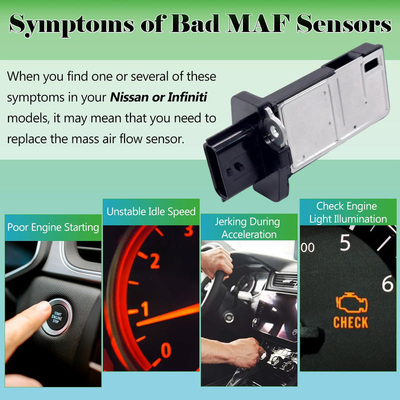 Mass Air Flow Sensor MAF Sensor 22680-CA000 Compatible with 2003-2014 Nissan Altima Frontier Maxima Murano Pathfinder Rogue Sentra Titan Xterra Infiniti Replaces OE# 22680-7S000, 22680-7S00A