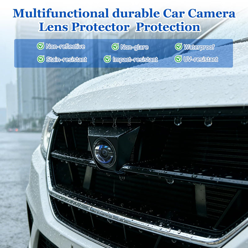 Car Camera Lens Protector, Car Backup Camera Protective Sticker, Clear High-Transparency Design, Anti-Rain Car Reversing Cameras Protection for Clear Vision Simple Adhesive Installation (2Boxes-4PCS)
