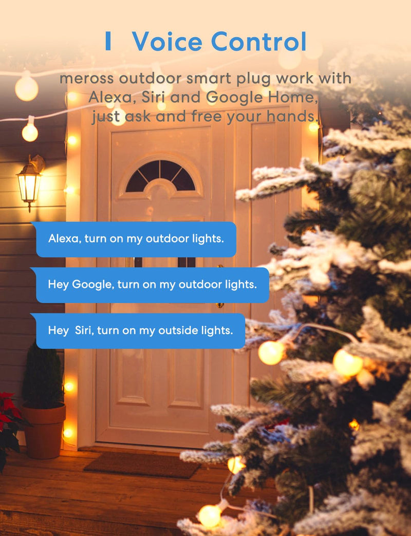 Outdoor Smart Plug, meross Outdoor Wi-Fi Outlet with 3 Independent Sockets Compatible with Apple Homekit, Alexa and SmartThings, Voice & Remote Control, Timer, 2.4 GHz only,Black HomeKit 3 Outlets