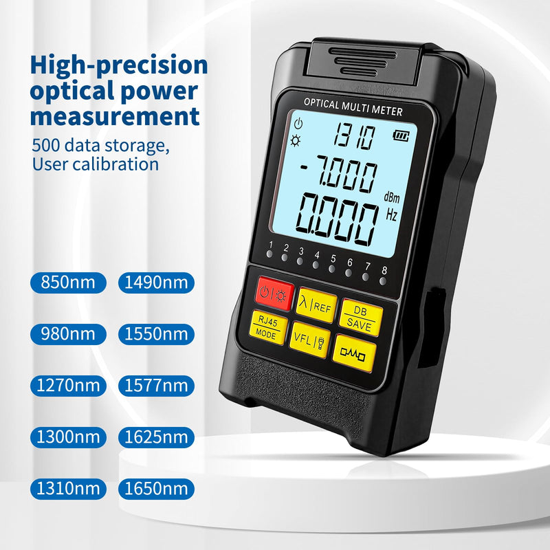 Portable 5-in-1 Fiber Optic Cable Tester with Optical Power Meter, Cable Finder,Visual Fault Locator & RJ45 Network Cable Test, SC/FC/ST Universal Interface with LC Adapter Black