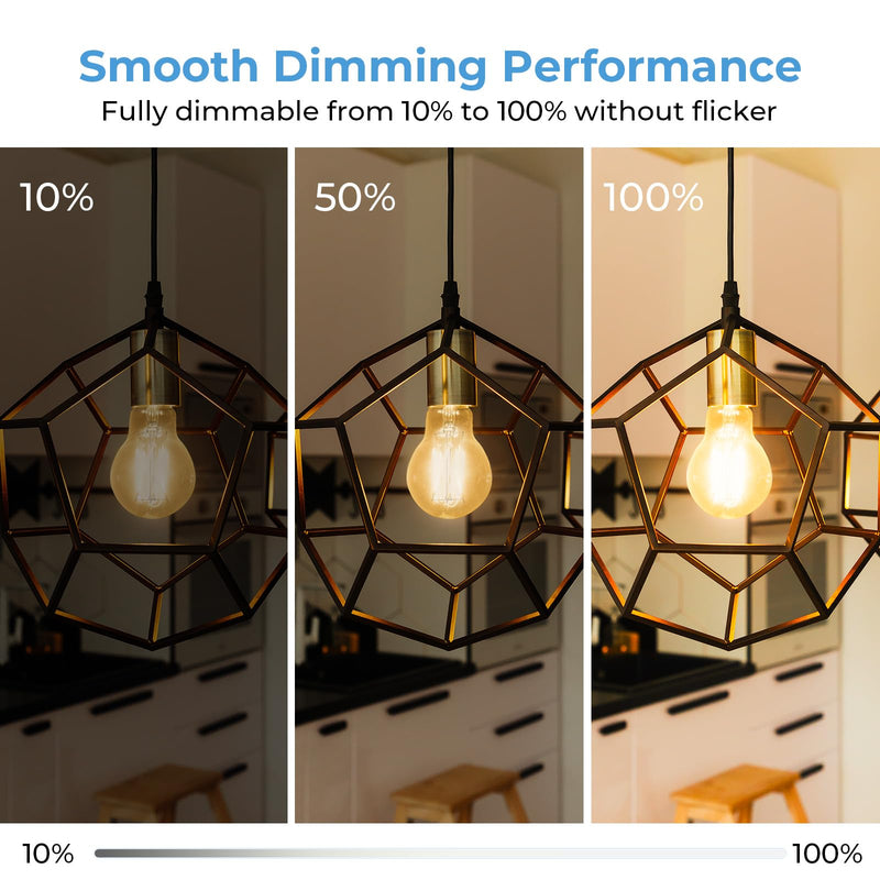 GvvooHome A19 E26 LED Light Bulbs 60 Watt Equivalent, 6W Energy Saving, Dimmable Clear Glass Edison Bulbs, 2700K Warm White Vintage Filament Bulbs, 90+ CRI, 600 Lumens, for Pendant Lights, 12 Pack
