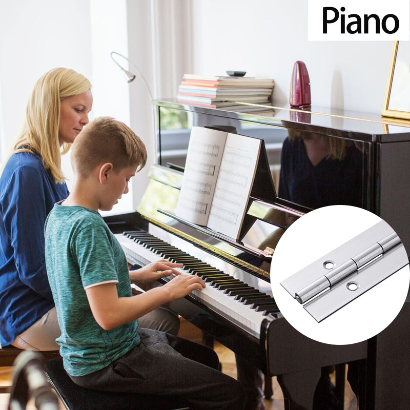 Heavy Duty Piano Hinge 48 Inch x 1.5 Inch Stainless Steel Continuous & Piano Hinges with Holes, 48" Continuous Hinges for Cabinet, Door, DIY Wood Boxes, 0.060" Leaf Thickness, 1.5" Open Width Silver