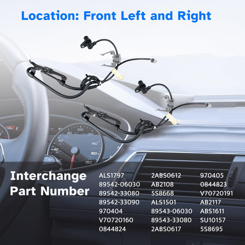 Front ABS Wheel Speed Sensor Left & Right fit for 2007 2008 2009 2010 2011 Toyota Camry (Japan Built Only), 2007-2012 Lexus ES350 Driver & Passenger Side, ALS1501 ALS1797, 2pcs