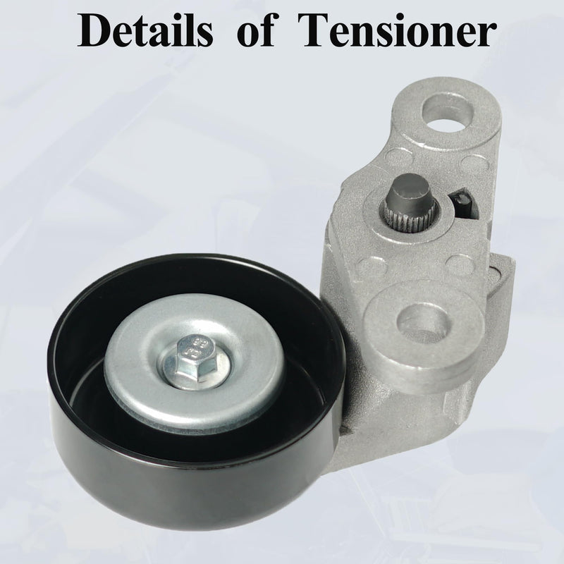 A/C Serpentine Drive Belt Tensioner Kit Fits for Chevy Silverado 1500 Avalanche Express Suburban Tahoe GMC Savana Sierra Yukon Cadillac Escalade 1999-2008, P/N: 19311139, 38159, ACK040378HD