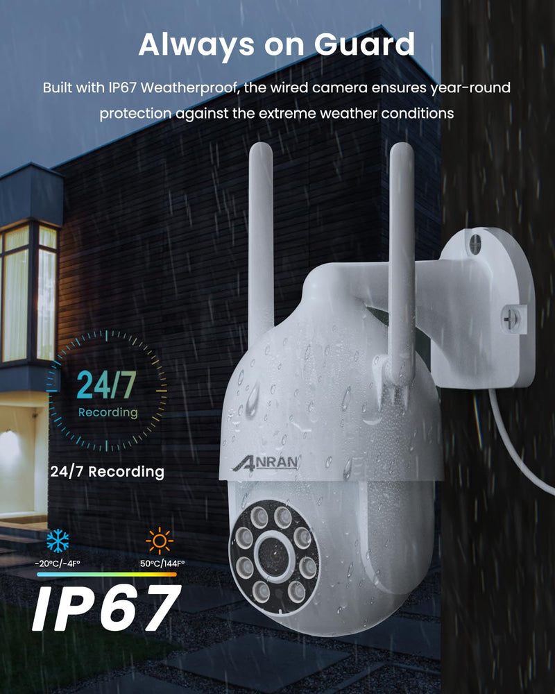 ANRAN Wireless Security Camera Outdoor: WiFi-6 PTZ Camera ONLY Compatible 5MP WiFi Camera Kit, Auto-Tracking, 2-Way Audio, Pet/Parcel Detection, Color Night Vision Added Camera