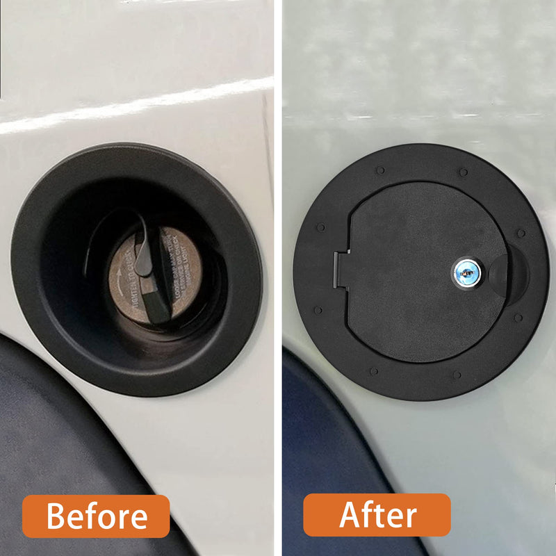 Locking Fuel Gas Tank Cap Cover Black for 2007-2017 Jeep Wrangler JK & Unlimited 4-Door 2-Door （Aluminium） JK01