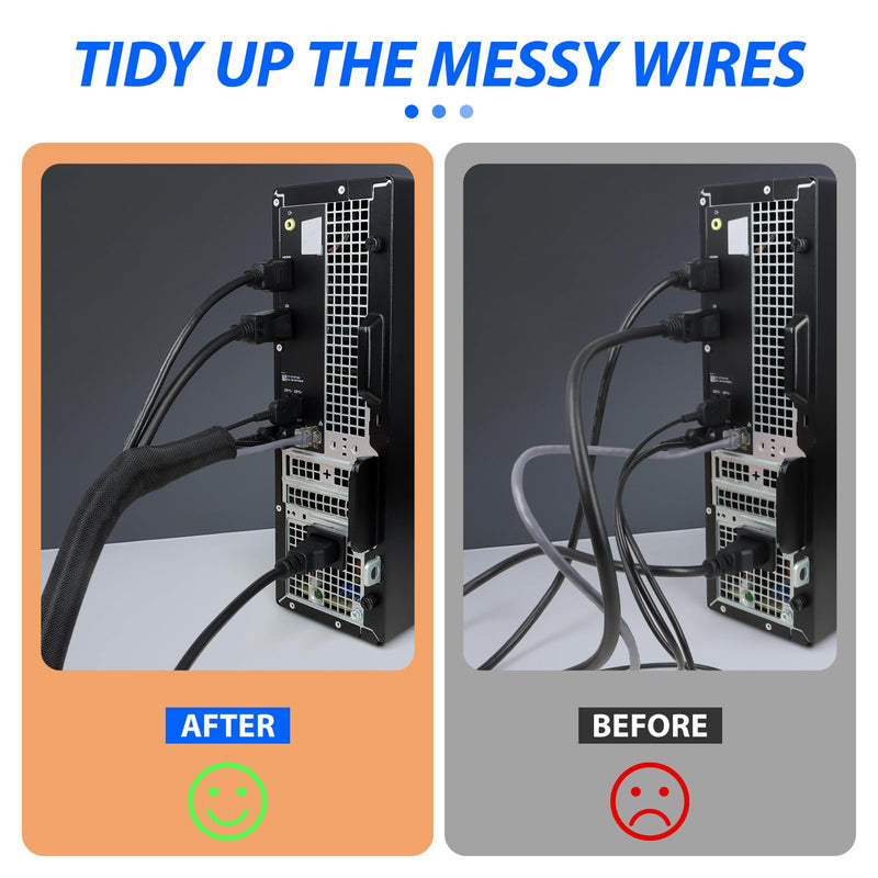 Split Wire Loom, 20ft Automotive Cable Protector Sleeve, Flexible Braided Cable Sleeves High Temperature Cable Management (Black, 3/16") Black 3/16"