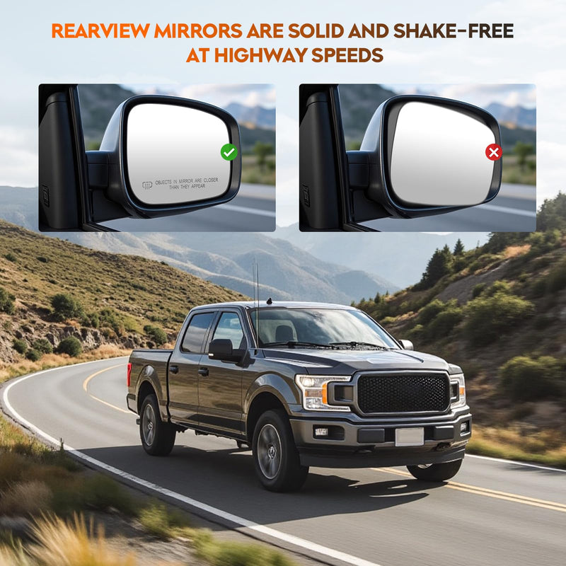Youxmoto Passenger Right Side Heated Mirrors Glass Replacement, Fit for Ford F150 2011 2012 2013 2014 Side View Mirror Glass with Rear Holder, Fits for 4L3Z-17K707-DA Passenger Side (Right)