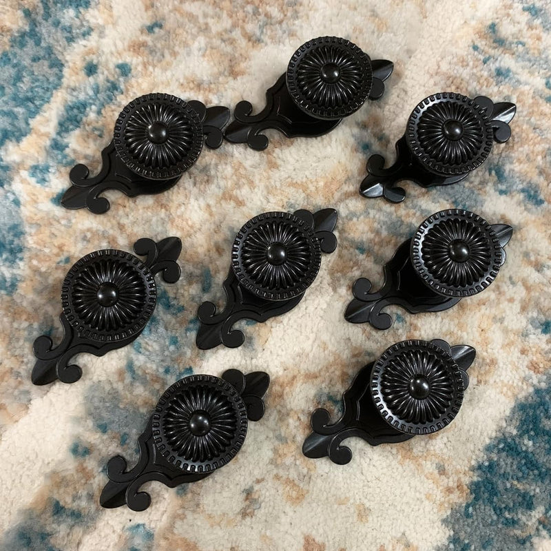 Antique Cabinet Knobs, Vintage Retro Mushroom Drawer Knobs with Backplate, Dresser Pull Handles for Kitchen/Cupboard/Wardrobe/Cabinet (Black-Backplate, 8 Pieces) Mushroom-backplate