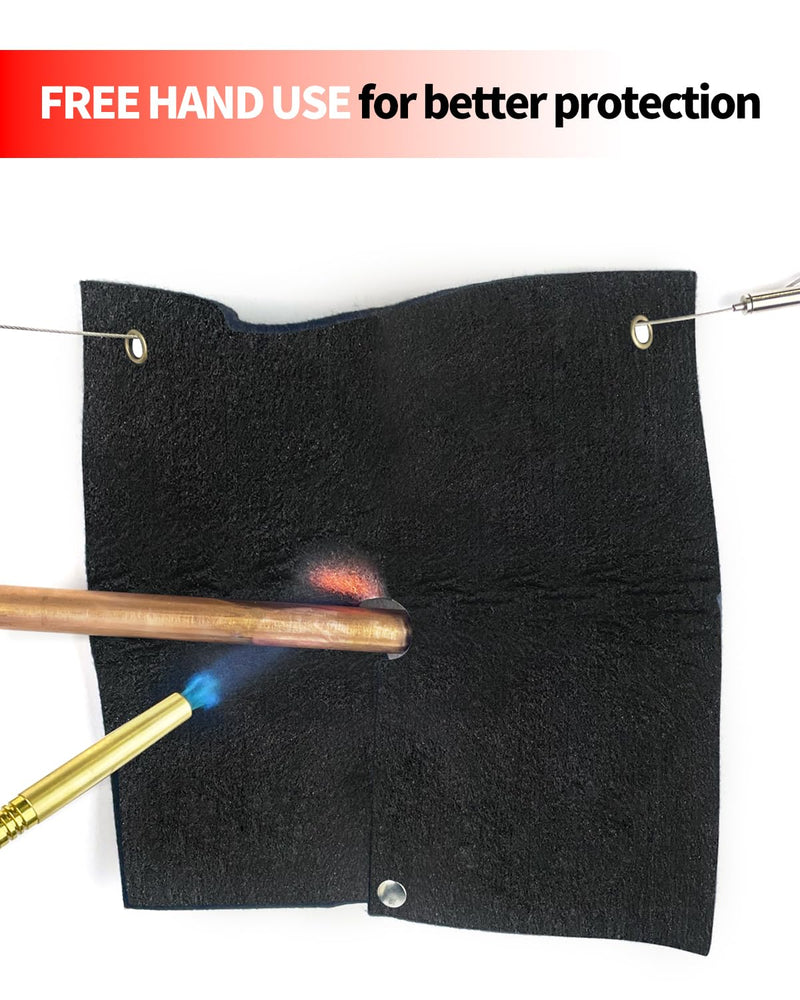 Welding Blanket Fireproof, 2 Packs Opening Shape Heat Shield Mat, Brazing Heat Shield for Torch, Welding Pad for Plumbing, Fire Flame Resistant Cloth Rag, Solder Plumbers HVAC Torch Protector 12x12in