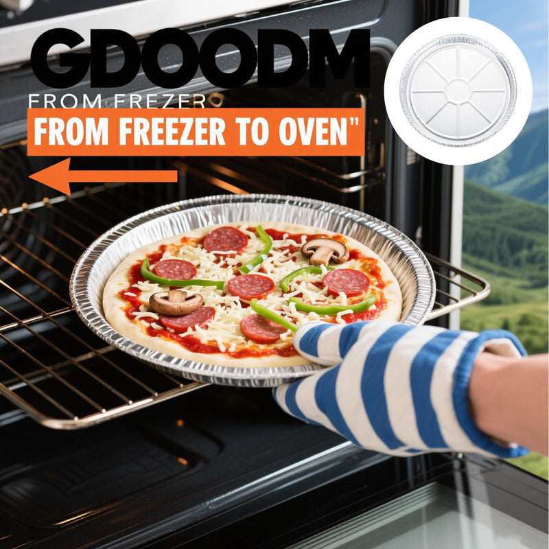 50 Pack 8 Inch Round Foil Pizza Pans, Disposable Aluminum Pizza Pans for Pizzas, Round Pizza Pan Foil Focaccia Pan, Chocolate Cookies Cake Tin, Serving Platter Tray, Freezer & Oven Safe