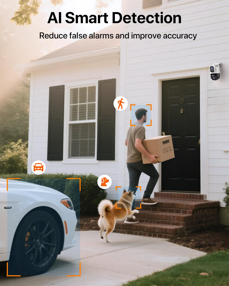 Tenda Wi-Fi Outdoor Camera 2K+2K, 360° PTZ Surveillance Camera with Dual Lens, FHD Auto Tracking, IP65 Waterproof, Color Night Vision, Two-Way Audio, Vehicle Detection – CH9 CH9 2K+2K Dual-Lens Camera