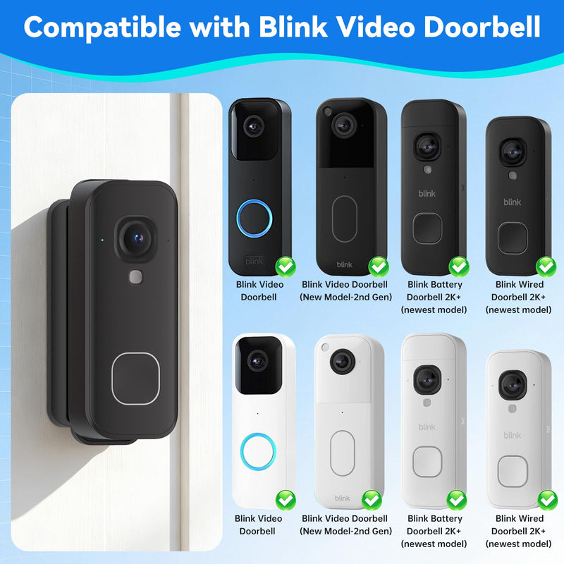 Adjustable Doorbell Mount Compatible with Blink New-est 2026 Battery Doorbell 2K+, 40°-140° Left/Right Swivel Doorbell Camera Mount, Wide Viewing Angle Bracket for Home/Apartment - Black