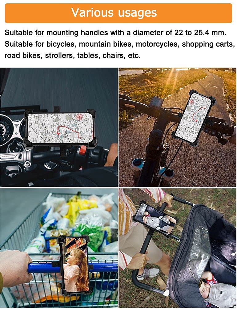 2025 Upgraded Bike Phone Mount, Easy Install and Quick Release Bicycle - Motorcycle Handlebar Phone Mount Holder, Bike Phone Holder for iPhone and More 4.7-6.8 inch Cell Phone
