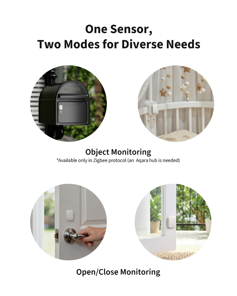 Aqara Multi-State Sensor P100, Thread/Zigbee Door and Window & Vibration Sensor, Open/Close or Object Monitoring, 10-Level Sensitivity, Supports Apple Home, Home Assistant, Alexa, White