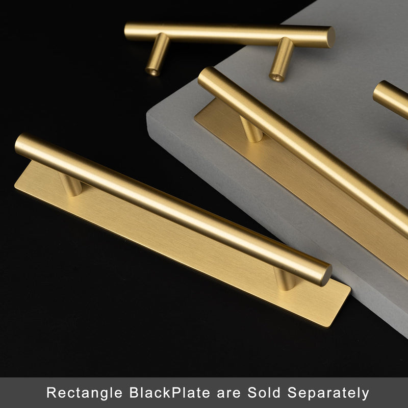 QOGRISUN 5-Pack Solid Brass Cabinet Pulls Back Plates, Rectangle Cabinet Pulls BackPlates, 3-Inch Hole Center,5.3-Inch Total Length for Cabinet Hardware, Brushed Brass Finish 3-Inch (76mm) Center-to-Center