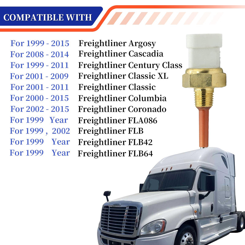 Low Coolant Level Sensor Compatible with for Detroit 60 Freightliner Cummins Series Turcks 3/8" O-Ring Thread-2 Pins Replace# 904-7252, 23522855
