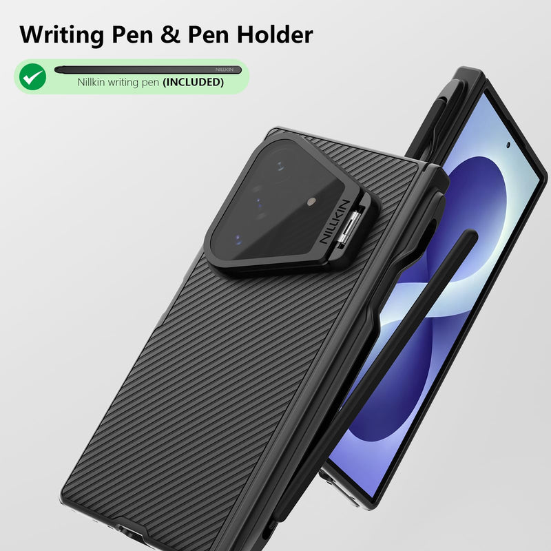 NILLKIN MagSafe Case for Samsung Galaxy Z Fold 8 Ultra with Stylus Pen | Camera Cover Kickstand, Full Hinge Protection, S Pen Holder, Slim Shockproof Magnetic Phone Cover, Black
