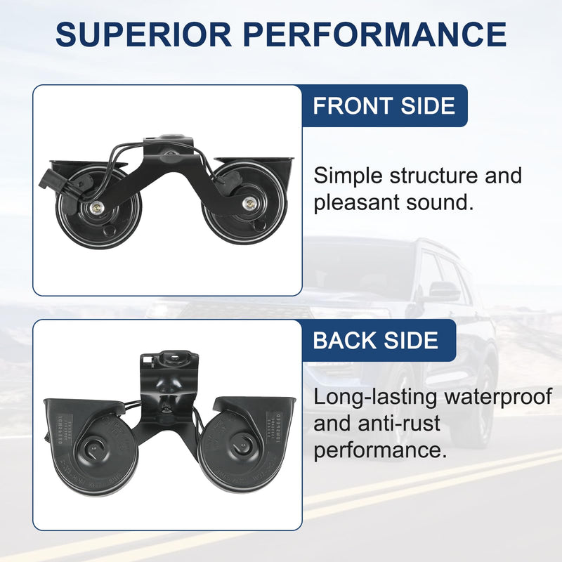 Horn Assembly with Bracket Dual Electric Horn Compatible with Ford Explorer Police Interceptor Utility 2016-2019 2.3L L4 3.5L 3.7L V6 Replaces# GB5Z-13832-A