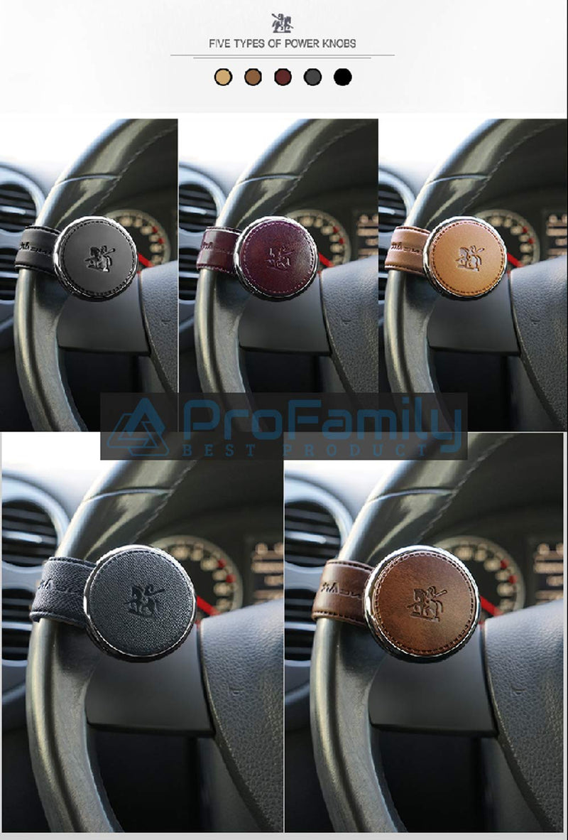 BLACKSUIT Leather Power Knob - Vehicle Handle Spinner Steering Wheel Knob (Orange Brown) Orange Brown