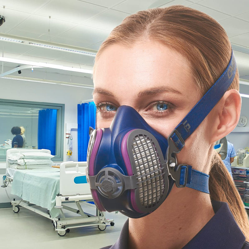 GVS ELIPSE P100 Elastomeric Half Mask with Source Control with Replaceable and Reusable Filters Included 1 Count (Pack of 1)