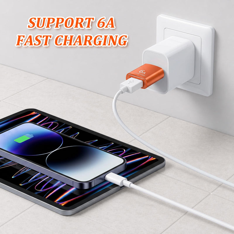 Xthrotsenk 10Pack USB C Female to USB Male Adapter, 10Gbps/120W USB-C to USBs Adapter USB-C Converter for Smartphone, PC, Keyboard, Orange