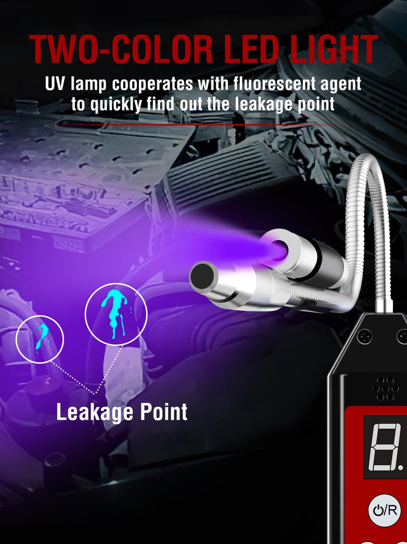 Refrigerant Leak Detector with LED Light, Aprvtio WJL-6000PRO Halogen Leak Detector Freon Gas Leakage Tester HVAC Air Condition R22 R410A R134A R1234YF CFCs HCFCs HFCs Indicator Freon Sniffer WJL-6000PRO-UV