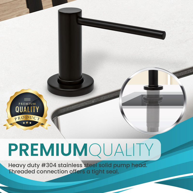 Metpure Built in Soap Dispenser for Kitchen Sink, Stainless Steel Countertop Pump. Refillable ABS 17oz. Bottle for Soap/Lotion (Matte Black) Matte Black