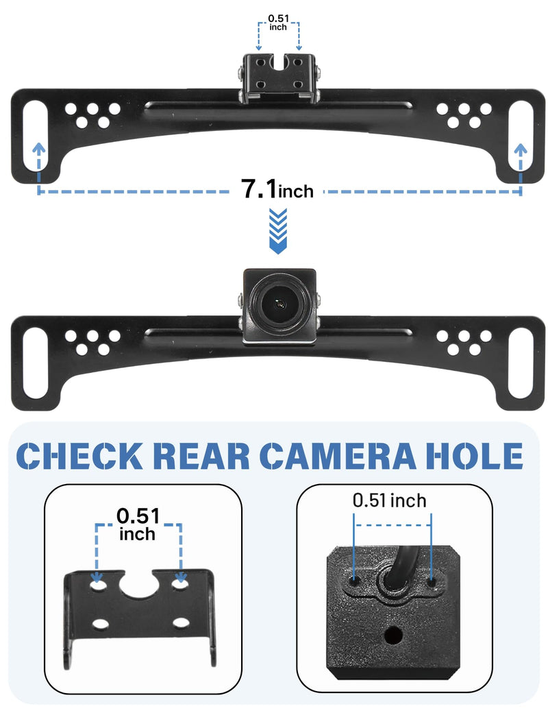 EWAY Universal Rear View Camera Bracket for License Plate, Stainless Steel | Anti-Rust Paint Backup Reverse Camera Holder, 170-Degree Adjustment, Full Accessories, 2 Low High Mounts for Narrow Space 1-pack