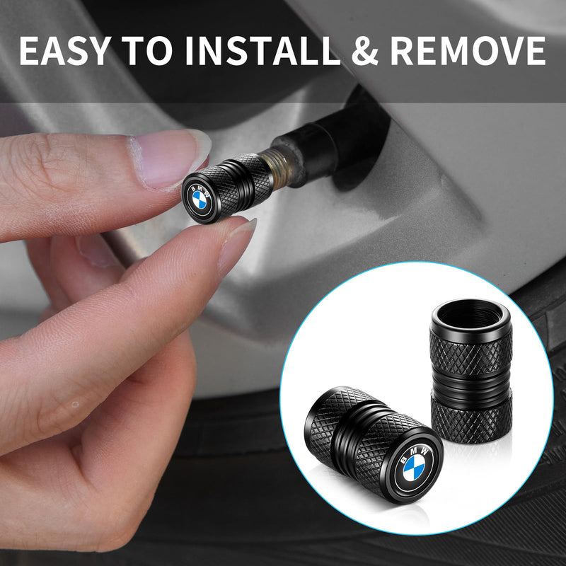 Tire Valve Stem Caps, Compatible with BMW Series Stem Cap Universal Car Air Cover Car Accessories for Cars, SUV, Truck, Motorcycles 4pcs （Black） C 04